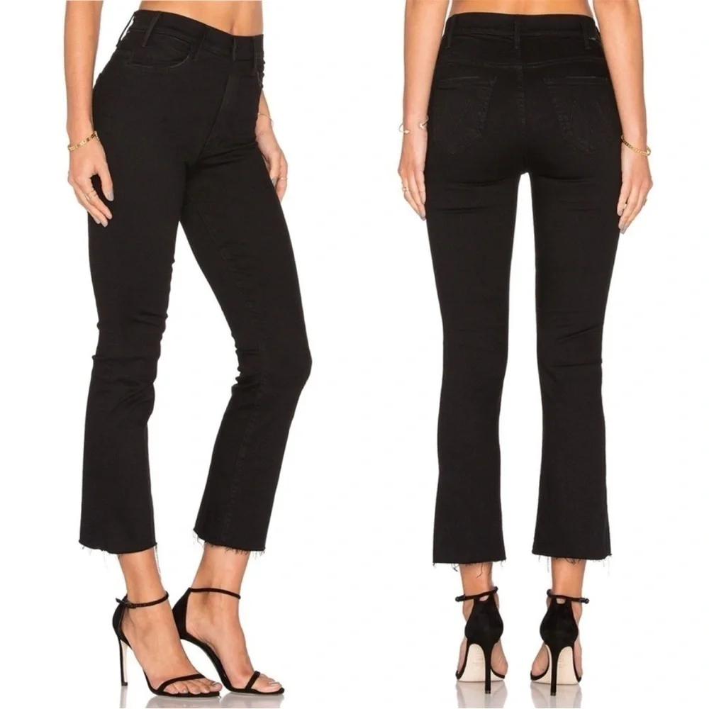 MOTHER- High Rise The Hustler Ankle Fray Straight Leg Black Not Guilty Size 25